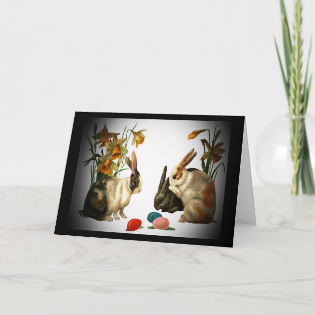 Tarjeta Festiva Bunnies de Semana Santa con huevos de caramelo, ZS (Anverso)