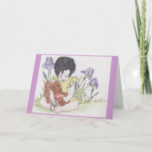 Tarjeta Festiva Bunny and irises