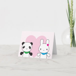 Tarjeta Festiva Bunny and Panda Kawaii Valentine
