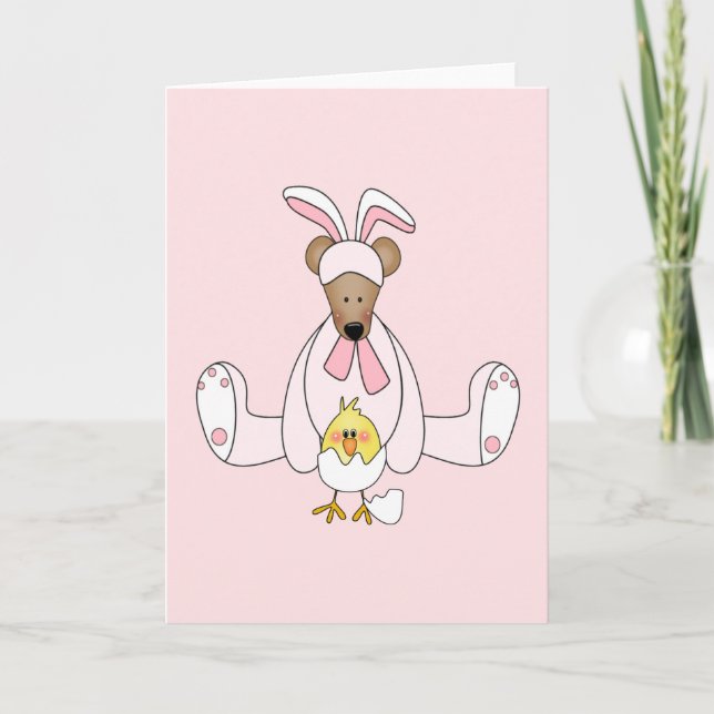 Tarjeta Festiva Bunny Bear Chick Easter (Anverso)