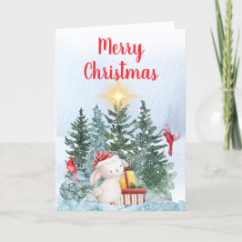 Tarjeta Festiva Bunny & Cardinals