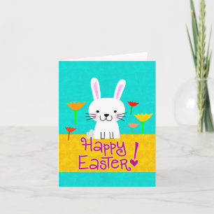 Tarjeta Festiva Bunny con Tulips de Notecard "Feliz Pascua"