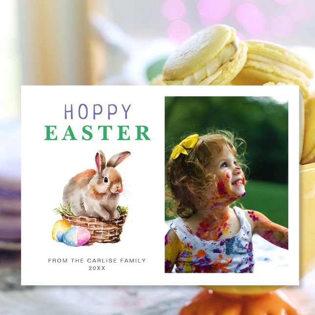 Tarjeta Festiva Bunny Cute Easter Watercolor (Subido por el creador)