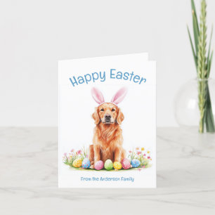 Tarjeta Festiva Bunny Ear Golden Retriever Dog Funny Easter