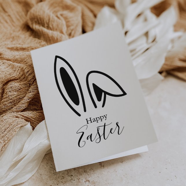 Tarjeta Festiva Bunny Ears Silhouette Calligraphy Happy Easter (Subido por el creador)