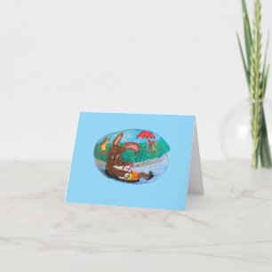 Tarjeta Festiva Bunny 🐰 En La Piscina