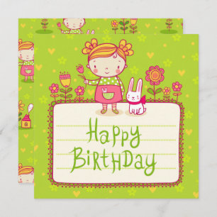 Tarjeta Festiva Bunny Happy Birthday