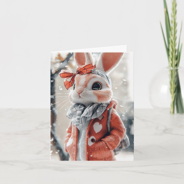 Tarjeta Festiva Bunny Hop (Anverso)