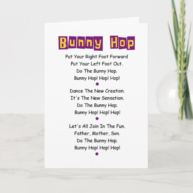 Tarjeta Festiva Bunny Hop Lyrics Easter Card Personalizar! (Anverso)