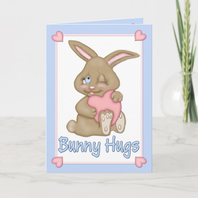 Tarjeta Festiva Bunny Hugs Valentine (Anverso)