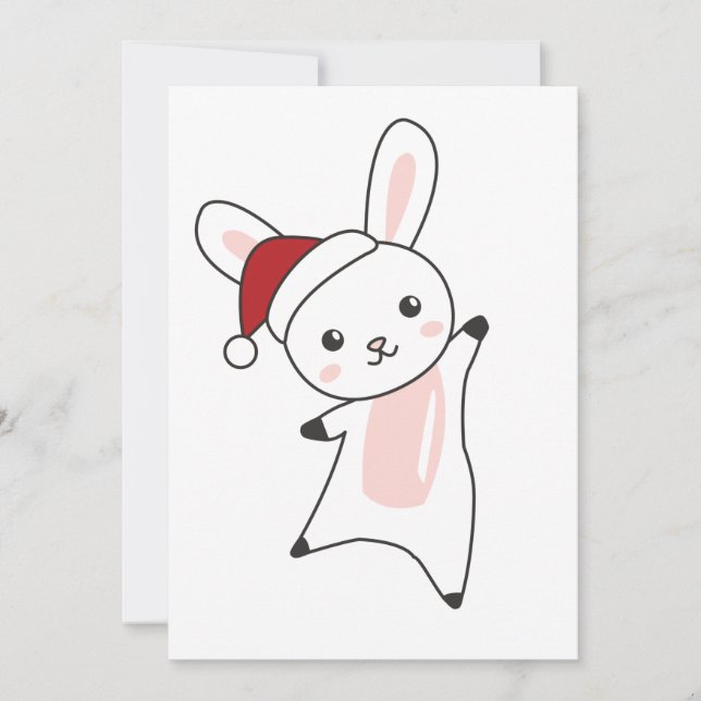 Tarjeta Festiva Bunny Merry Christmas Winter Animals Conejos Adult (Anverso)
