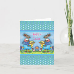 TARJETA FESTIVA BUNNY ORIENTAL CORTE DE POLLO EN HUEVO AZUL, SILEN