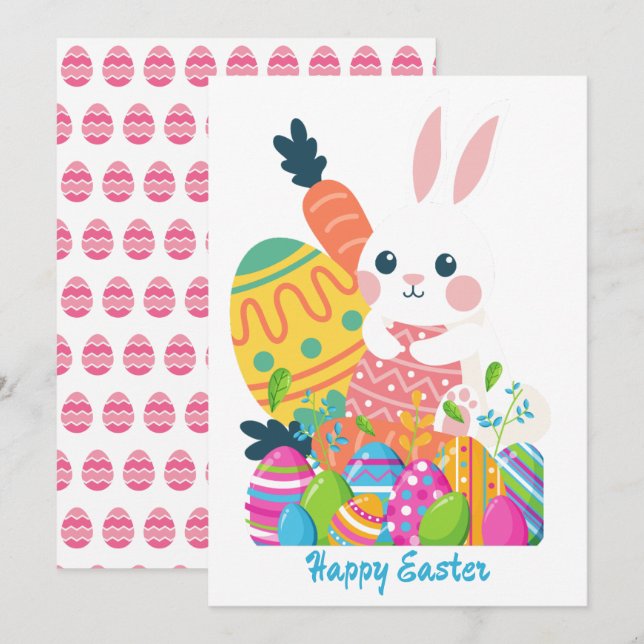 Tarjeta Festiva Bunny Rabbit Happy Easter (Anverso / Reverso)