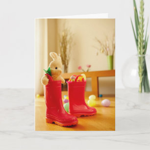 Tarjeta Festiva Bunny Rain Boots Easter Card