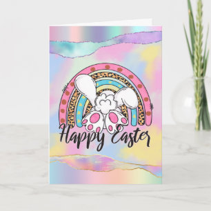 Tarjeta Festiva Bunny Rainbow with glitter Happy Easter 