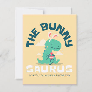 Tarjeta Festiva Bunny Saurus Roars Easter Cheer
