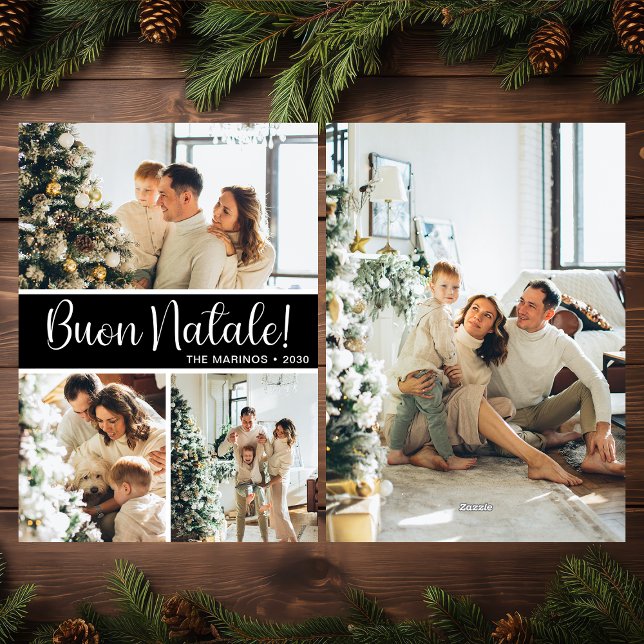 Tarjeta Festiva Buon Natale 4 Photo Flat Holiday Card (Subido por el creador)