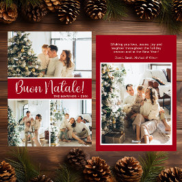 Tarjeta Festiva Buon Natale 4 Photo Flat Holiday Card