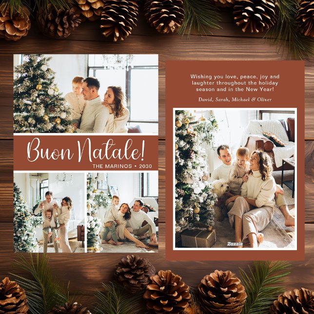 Tarjeta Festiva Buon Natale 4 Photo Flat Holiday Card (Subido por el creador)