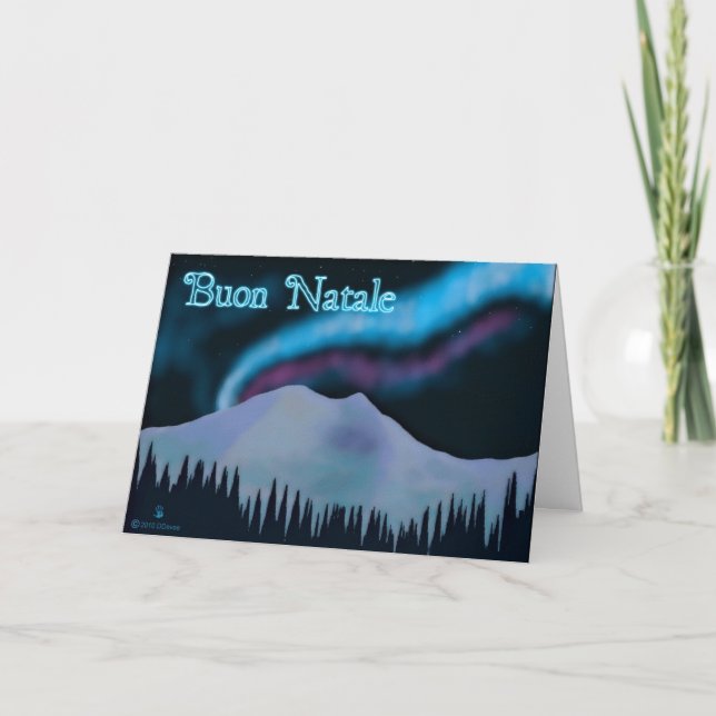 Tarjeta Festiva Buon Natale - Blue Aurora (Anverso)