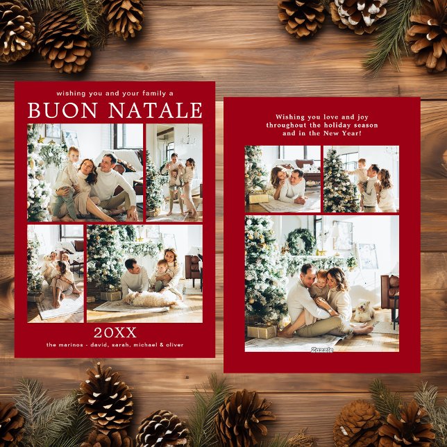 Tarjeta Festiva Buon Natale Multi Photo Holiday Card (Subido por el creador)