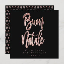 Tarjeta Festiva Buon Natale Rosa Gold Script Navidades italianos