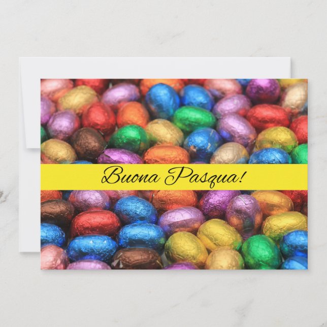 Tarjeta Festiva Buona Pasqua Chocolate Huevos de Pascua (Anverso)