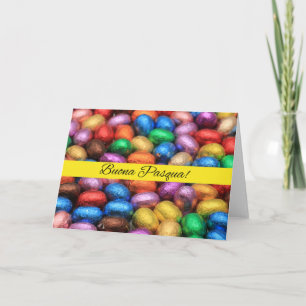 Tarjeta Festiva Buona Pasqua Chocolate Huevos de Pascua