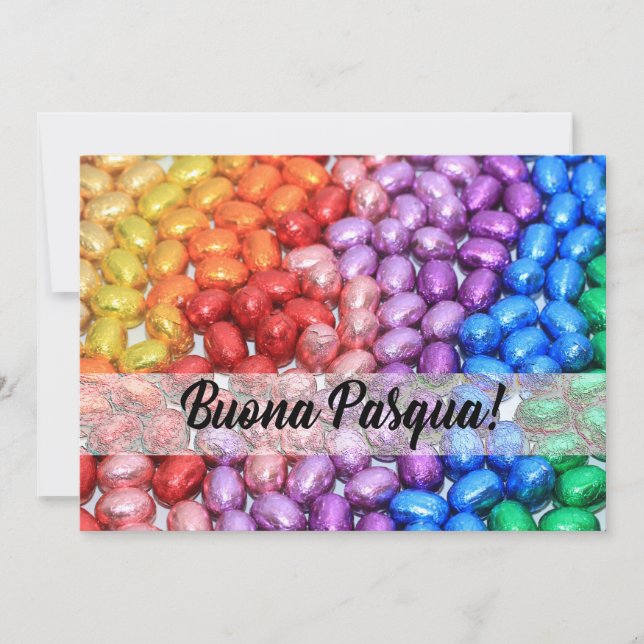 Tarjeta Festiva Buona Pasqua Chocolate Huevos de Pascua (Anverso)