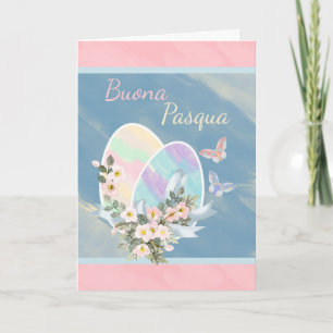 Tarjeta Festiva - Buona Pasqua - huevos italianos de Acuarela