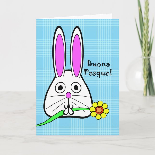 Tarjeta Festiva Buona Pasqua, Pascua en conejito italiano, lindo (Anverso)