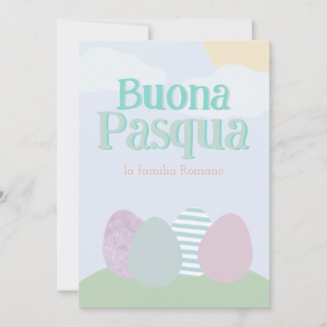 Tarjeta Festiva Buona Pasqua Pastel Italiano Feliz Pascua (Anverso)