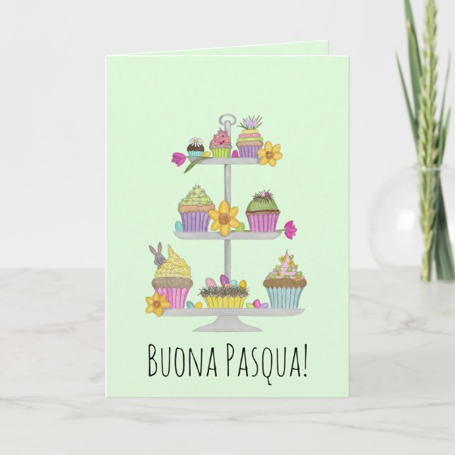 Tarjeta Festiva Buona Pasqua Pasteles italianos de Pascua (Anverso)