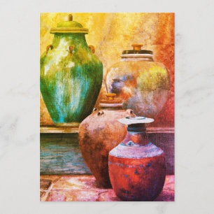 Tarjeta Festiva Buques Vintage Arte Acrílico Caroline 1974