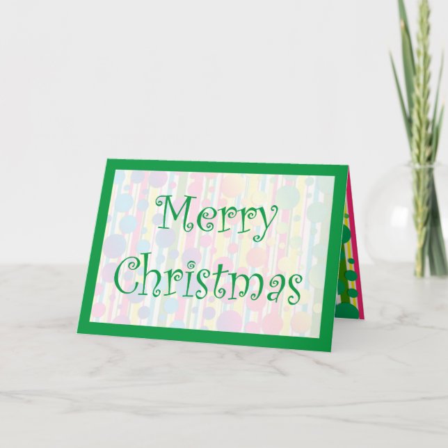 Tarjeta Festiva [Burbujas Beatnik] Punto de Polka Retro Verde tach (Anverso)