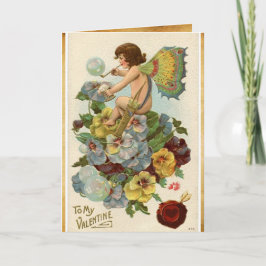 TARJETA FESTIVA BURBUJAS DE FUNCIÓN DE VALENTINA, PANSES, SELLO DE