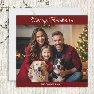 Tarjeta Festiva Burgundy Elegante Chic Simple Minimal Escritura Fo