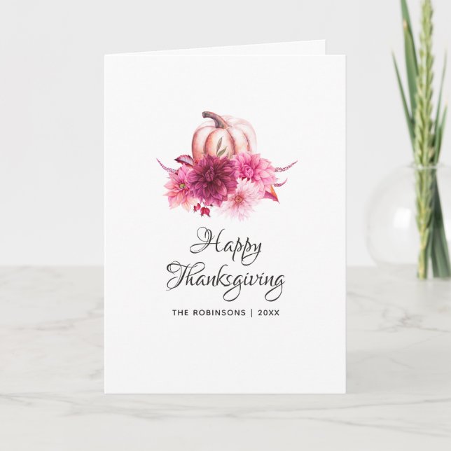 Tarjeta Festiva Burgundy y Rubor Floral Thankending Photo (Anverso)