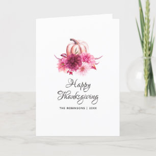 Tarjeta Festiva Burgundy y Rubor Floral Thankending Photo