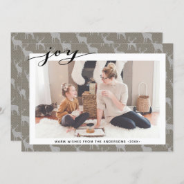 Tarjeta Festiva Burlap Gris Rústico Marrón Elegante Guión Minimali