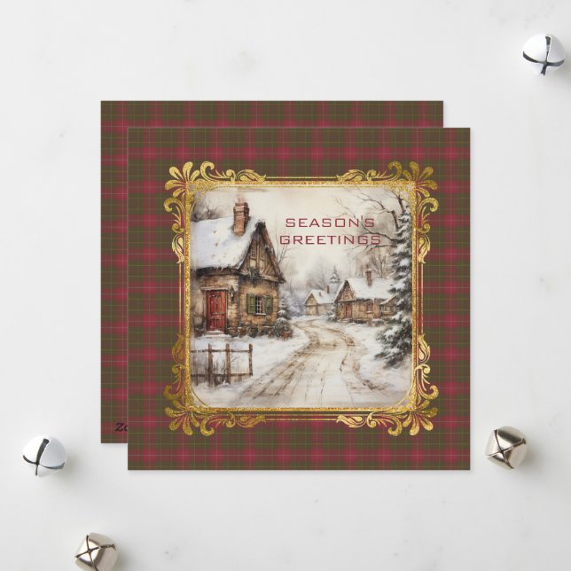 Tarjeta Festiva Burnett Weathered Scottish Tartan Christmas (Anverso/Reverso In Situ)
