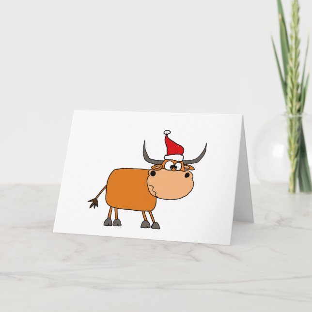 Tarjeta Festiva Burro gracioso en diseño de Navidades de Santa Hat (Anverso)