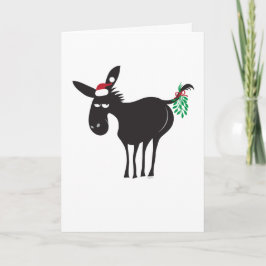 Tarjeta Festiva Burro lindo con Mistletoe Merry Kissmyass