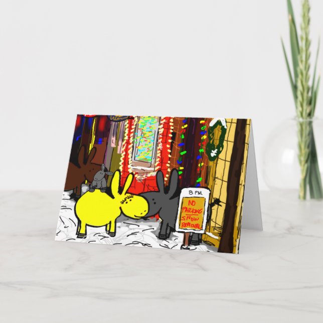 Tarjeta Festiva burros en la nieve en Concord (Anverso)