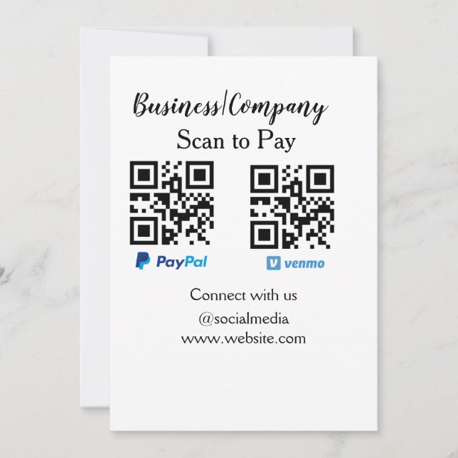 Tarjeta Festiva Buscar para pagar q r código paypal venmo agregar  (Anverso)