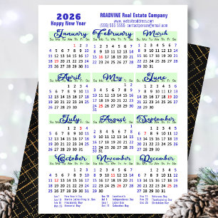 Tarjeta Festiva Business 2025 Calendario moderno guión azul simple