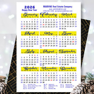 Tarjeta Festiva Business 2025 Calendario moderno guión azul simple