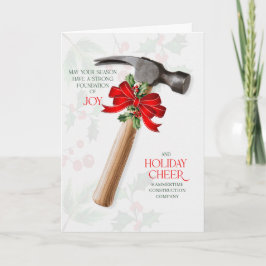 Tarjeta Festiva Business Construction Hammer Joy and Cheer Custom