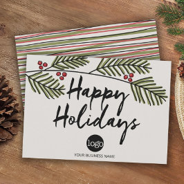 Tarjeta Festiva Business Happy Holidays Rústico Pine Tree Brands