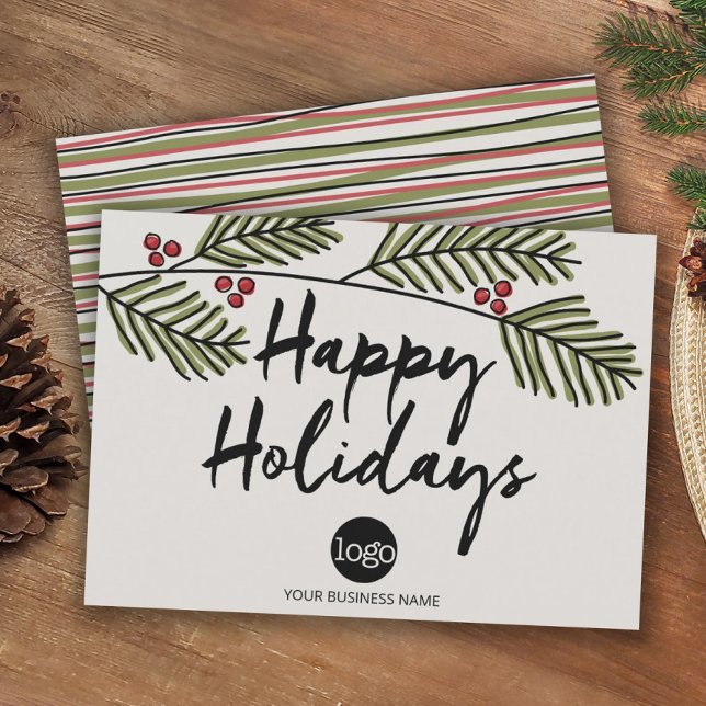 Tarjeta Festiva Business Happy Holidays Rústico Pine Tree Brands (Subido por el creador)